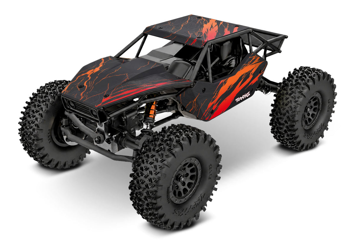 Traxxas TXC-4M Extreme Crawler in Orange, high three-quarter front view
