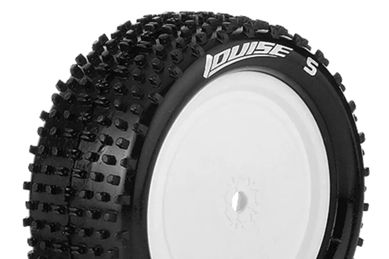 Louise RC - 1-10 Buggy Front Tire Set - Mounted, White - E Hornet