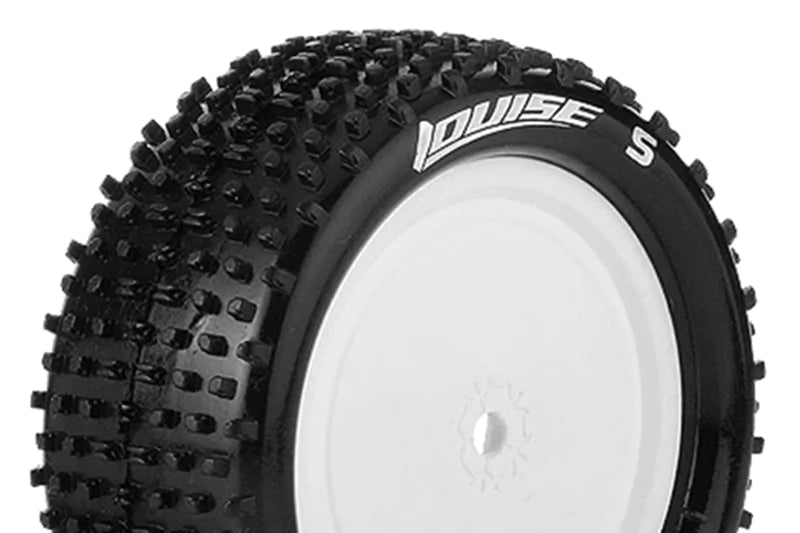 Louise RC - 1-10 Buggy Rear Tire Set - Mounted, White - E Hornet