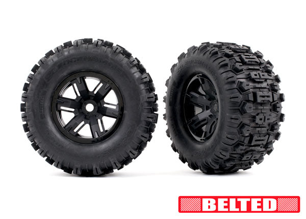 7871 X-MAXX Belted Wheels and Tires (Black)
