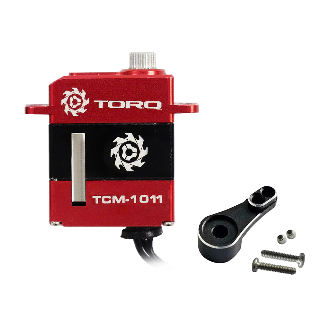 Red and black electronic component with 'TORQ' branding on a white background