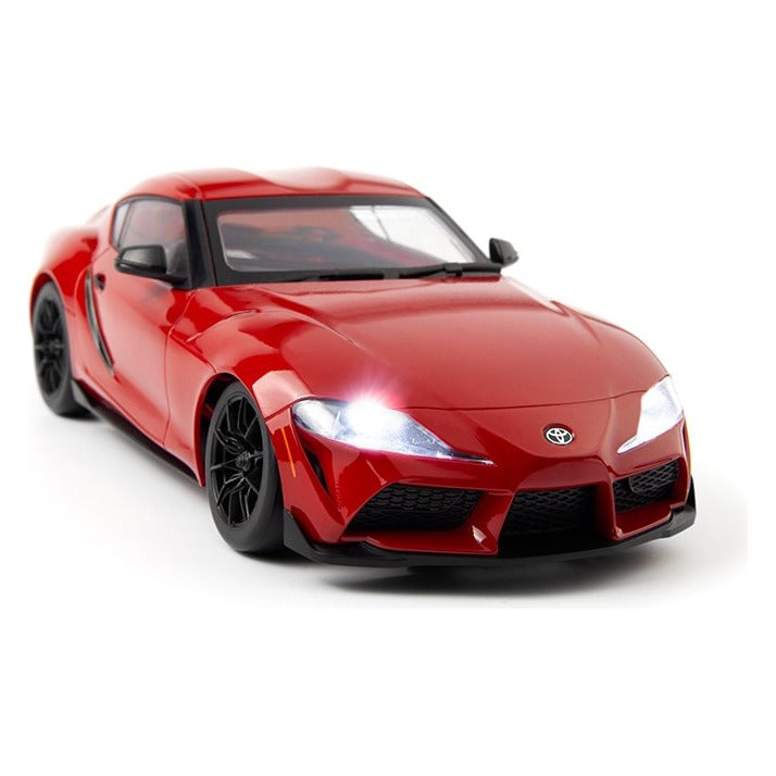HPI Stage-D24 2024 Toyota GR Supra in Prominence Red with LED headlights on