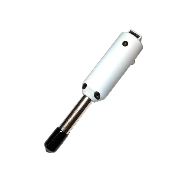 A white AMR plug heater with a black LED on the top.