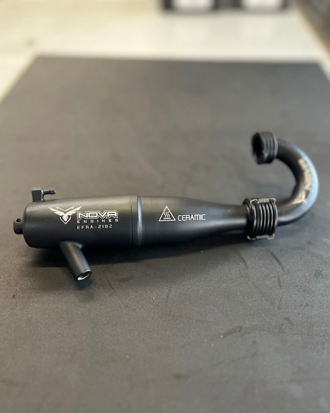 Nova Engines Black Ceramic .21 Off-Road Exhaust Pipe w/Manifold (EFRA2182 )(55mm)