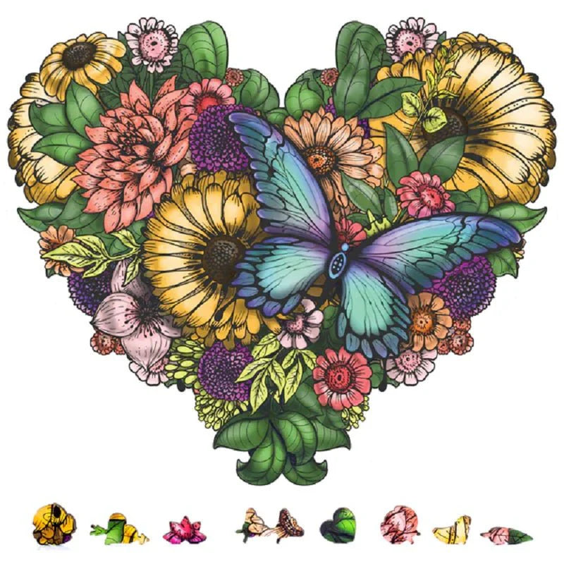 ZenChalet Puzzles - Flower Heart Wooden Puzzle, 200 Pcs