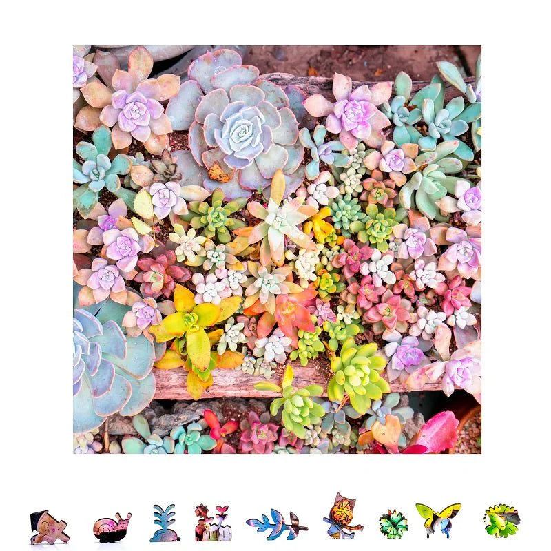 ZenChalet Puzzles - Garden Succulents Wooden Puzzles, 1000 Pcs