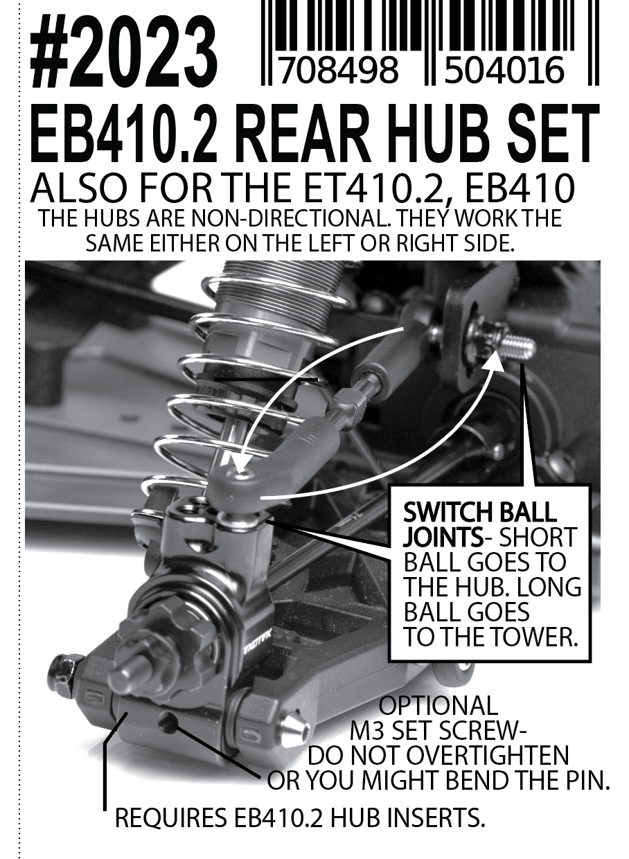 Exotek EB410.2 / ET410.2 HD REAR HUB SET, 7075