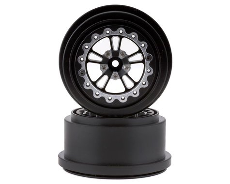 SSD RC V Spoke Aluminum Rear 2.2/3.0” Drag Racing Beadlock Wheels (Black) (2)