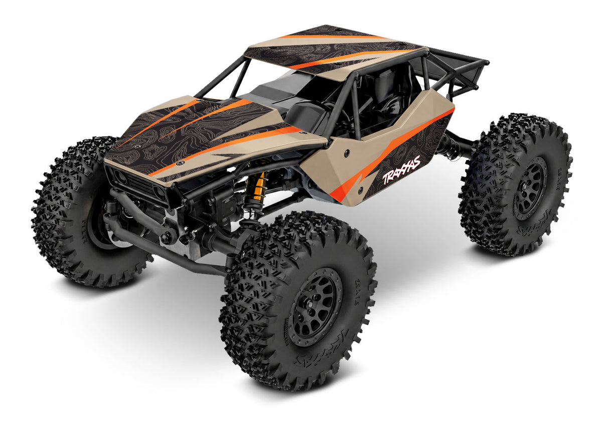 Traxxas TXC-4M Extreme Crawler in Tan, high three-quarter front view