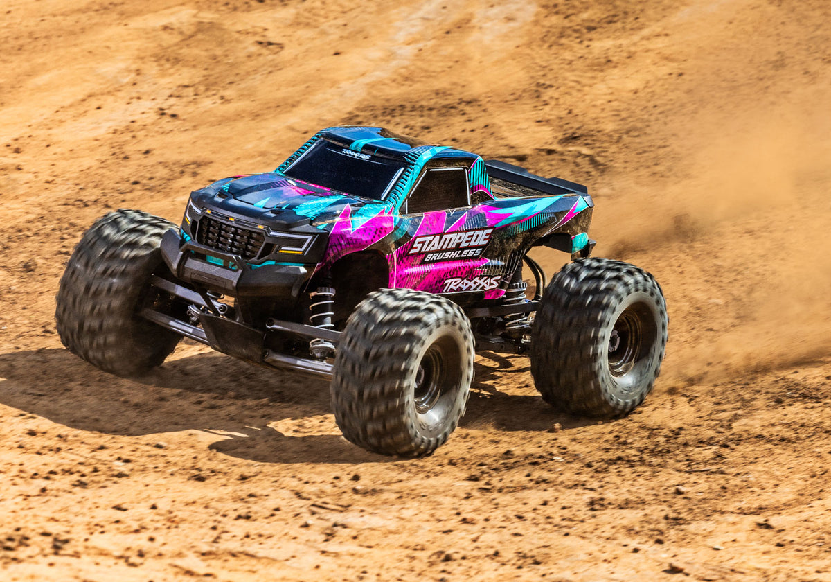Traxxas Stampede 2WD Brushless 136454-4 in Pink, action shot