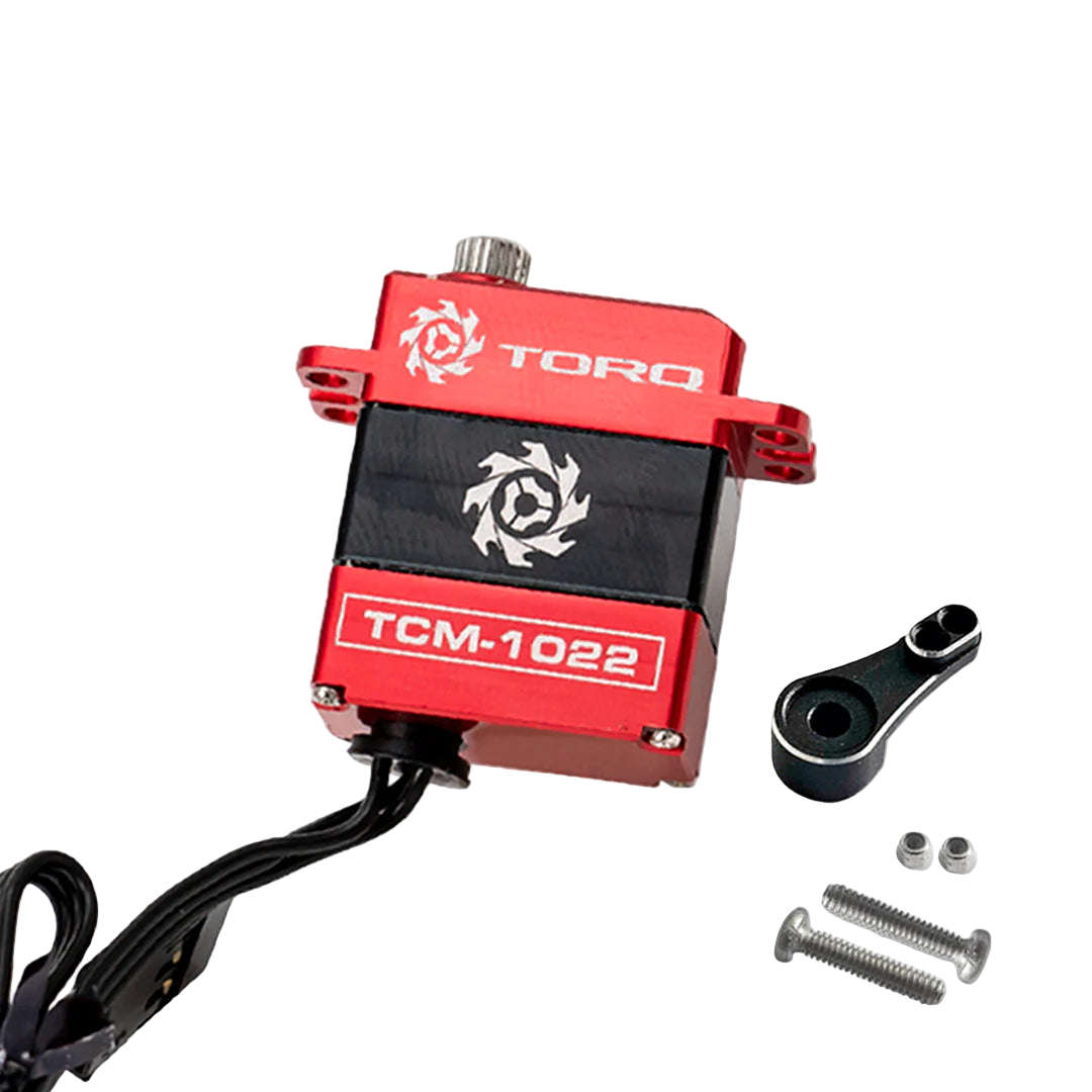 Red and black electronic component with 'TORQ' branding on a white background