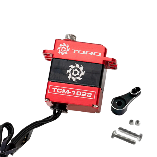 Red and black electronic component with 'TORQ' branding on a white background
