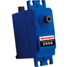 A blue Traxxas waterproof servo motor model 2056 for remote control vehicles.