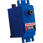 A blue Traxxas waterproof digital servo model 2075 for remote control vehicles.