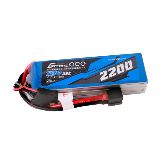 G-Tech Smart 3S LiPo Battery 25C (11.1V/2200mAh) w/EC3, Deans and XT60 adapter