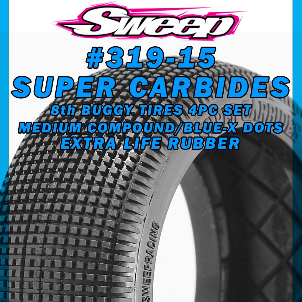 Super Carbides 1/8 Buggy Tire (Four Pre-Mounted Tires)