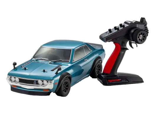 Model car and remote control on a white background
