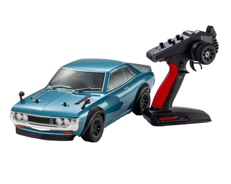 Model car and remote control on a white background