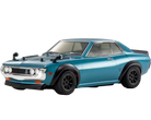 Model car in teal color on a white background