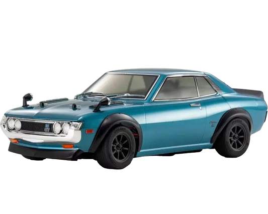 Model car in teal color on a white background