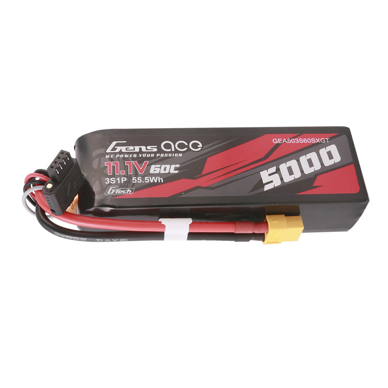 Gens Ace 5000mAh 3S 60C 11.1V G-Tech Lipo Battery Pack With XT60 Plug
