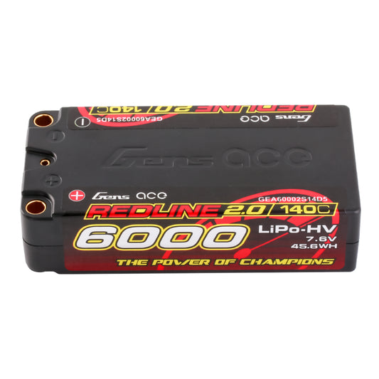 Gens Ace 6000mAh 140C 7.6V LiHV Redline 2.0 Shorty