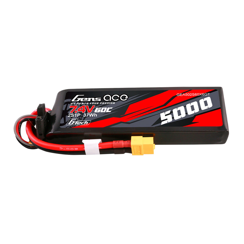 Gens Ace 5000mAh 2S 7.4V 60C Short-Size G-Tech Lipo Battery Pack With XT60 Plug