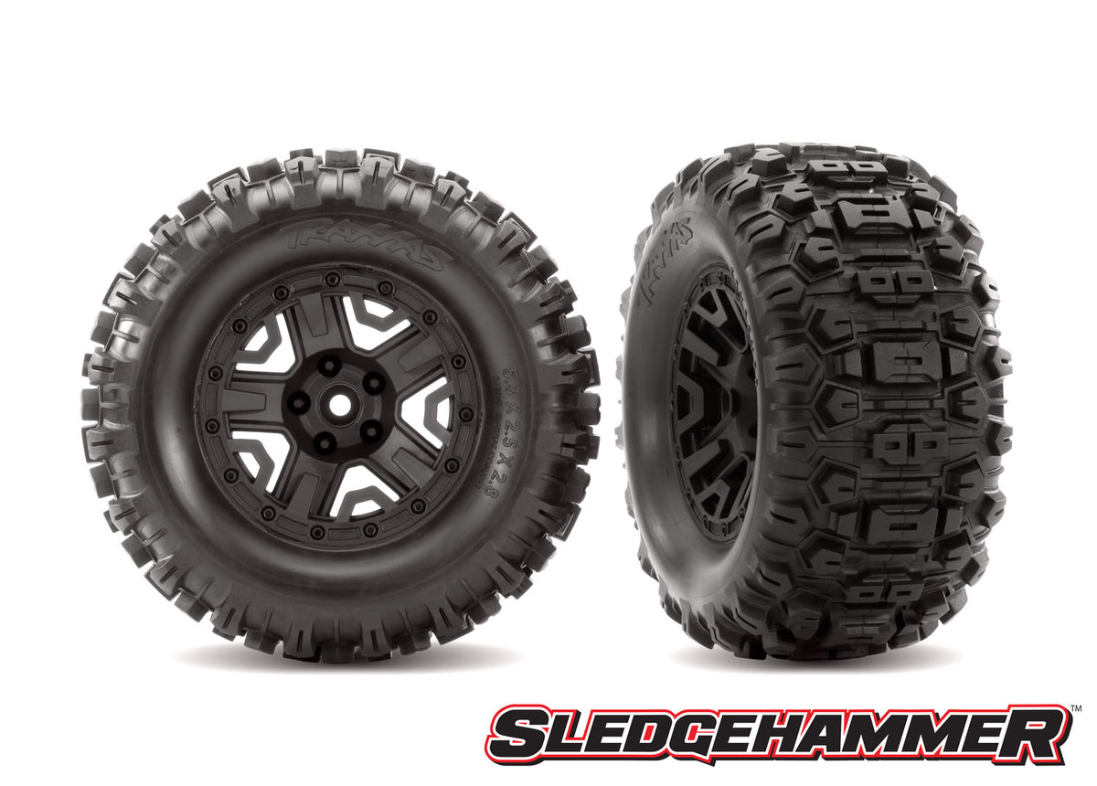 5-Spoke 2.8" Black Wheels & Sledgehammer Tires - 6792