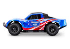 Traxxas model truck with American flag design on a white background