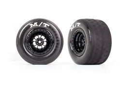 Traxxas  Tires & wheels, assembled, glued (Weld gloss black wheels, Mickey Thompson® ET Drag® Slicks, foam inserts) (rear) (2)