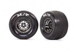 Traxxas  Tires & wheels, assembled, glued (Weld gloss black wheels, Mickey Thompson® ET Drag® Slicks, foam inserts) (rear) (2)