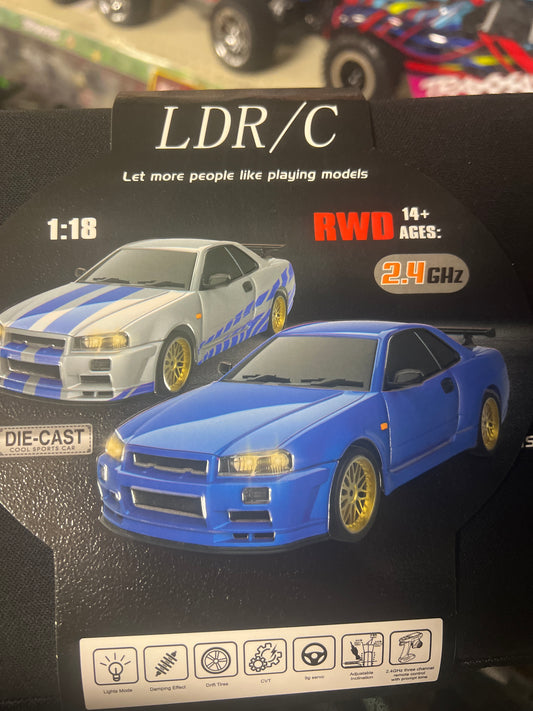 1/18 RC RWD Drift Car - GTR R34 (Blue)
