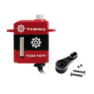 Red and black electronic component with 'TORQ' branding on a white background