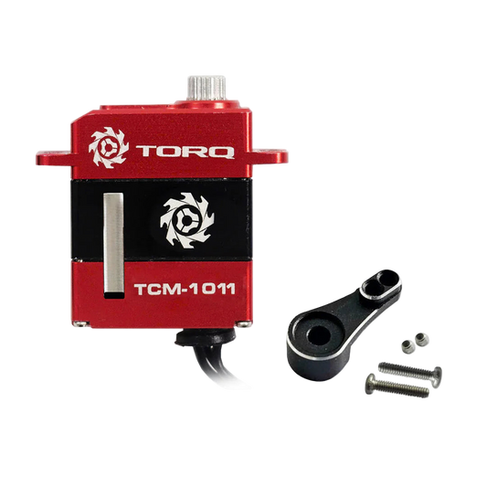 Red and black electronic component with 'TORQ' branding on a white background