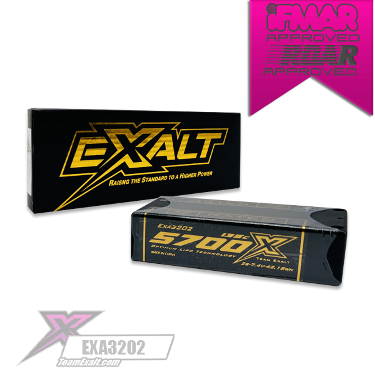 Exalt X-Rated 2S 135C Hardcase Shorty Lipo Battery (7.4V/5700mAh) w/5mm Bullets (EXA3202)