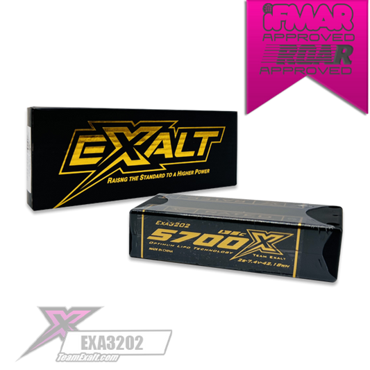 Exalt X-Rated 2S 135C Hardcase Shorty Lipo Battery (7.4V/5700mAh) w/5mm Bullets (EXA3202)