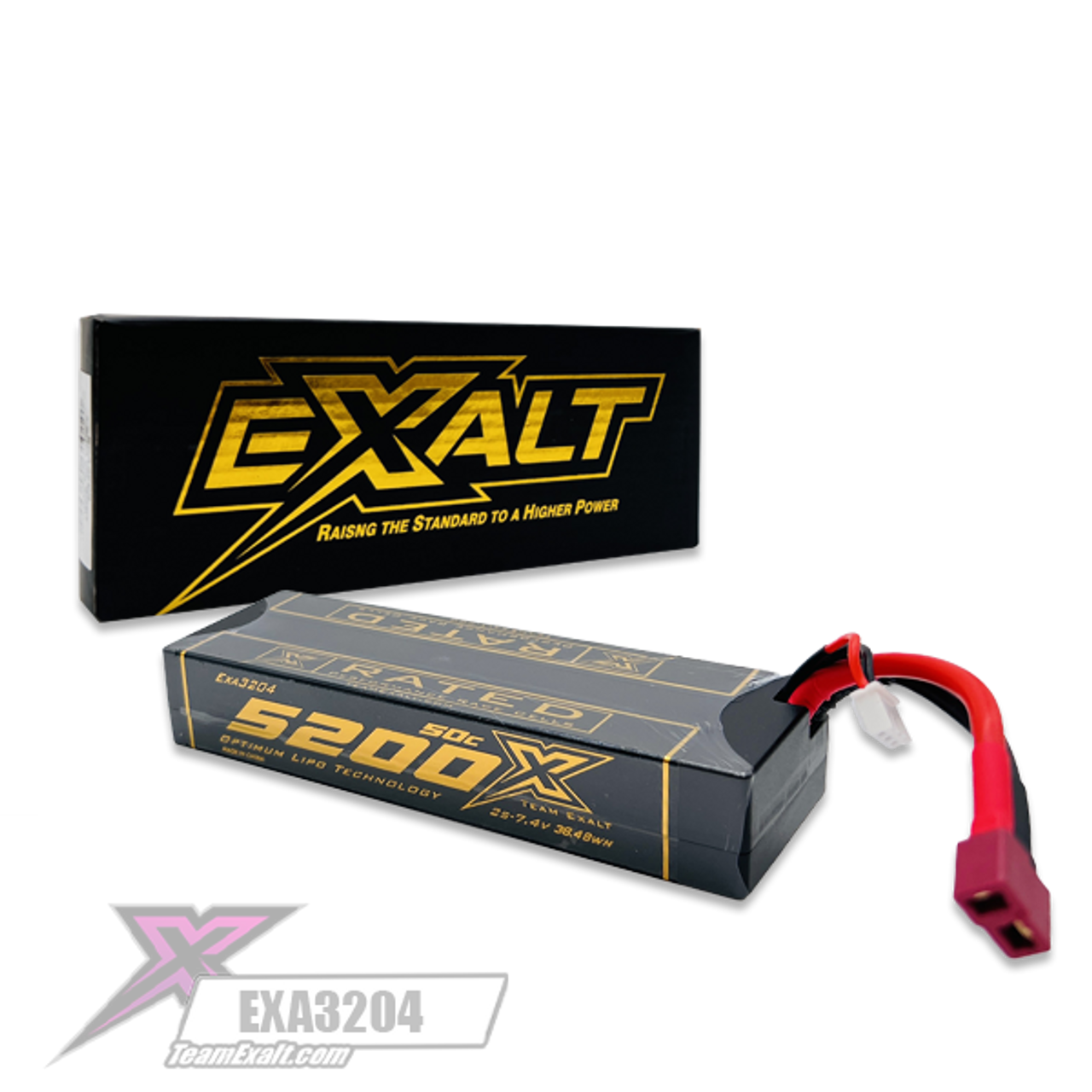 Exalt X-Rated 2S Stick Hardcase Lipo Battery (7.4V/5200mAh) w/Deans Connector (EXA3204)