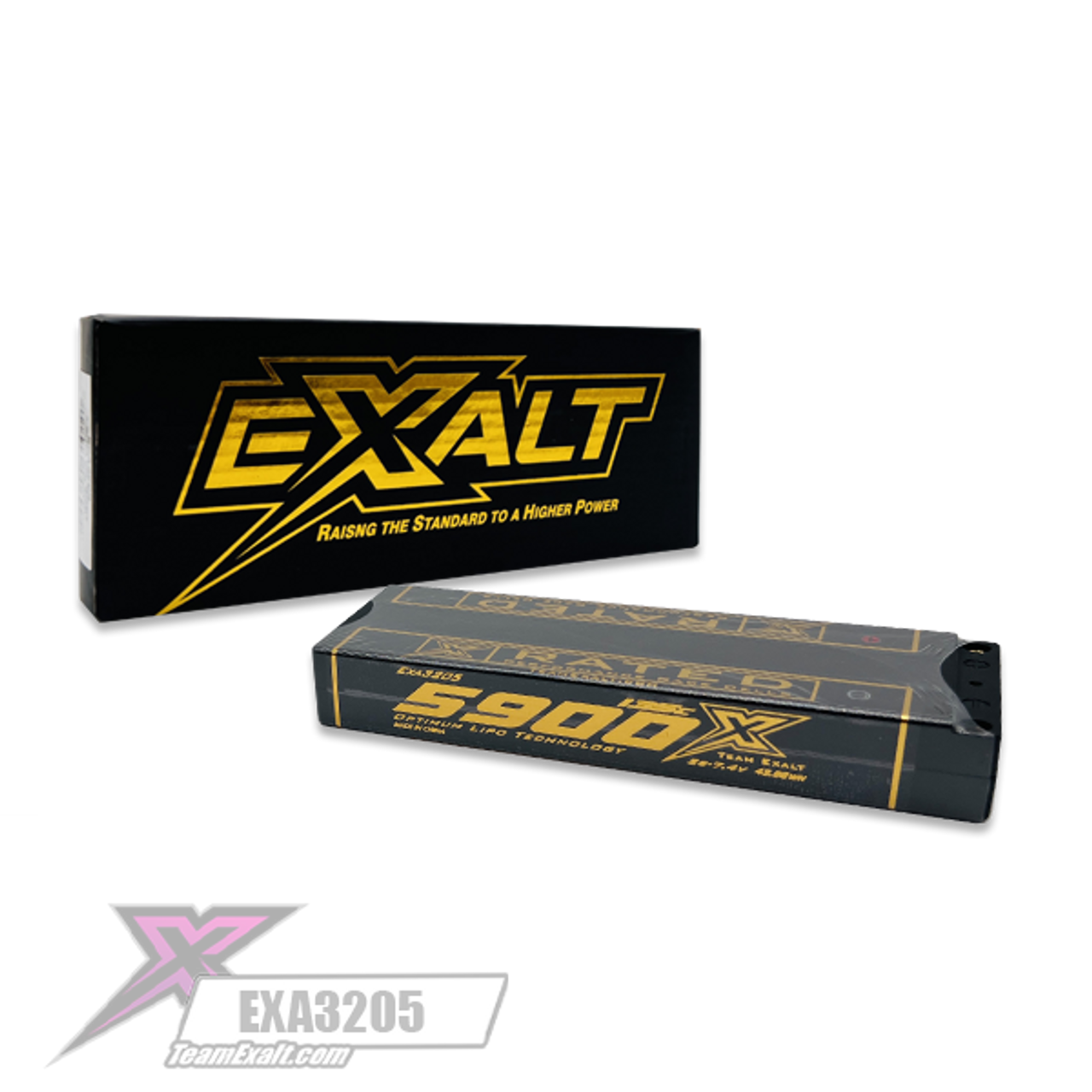 Exalt X-Rated 2S 135C LCG Stick Hardcase Lipo Battery (7.4V/5900mAh) w/5mm Bullets (EXA3205)