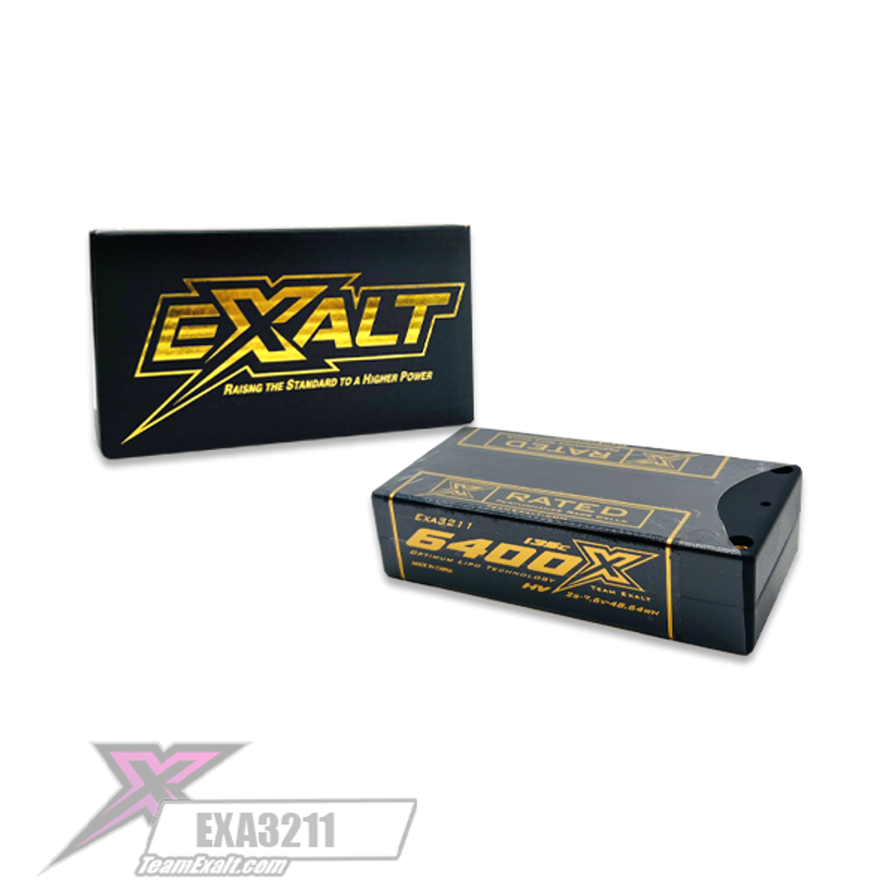 Exalt X-Rated 2S 135C HVX Hardcase Shorty Lipo Battery (7.6V/6400mAh) w/5mm Bullets (EXA3211)