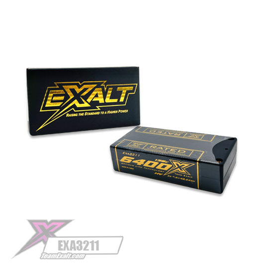 Exalt X-Rated 2S 135C HVX Hardcase Shorty Lipo Battery (7.6V/6400mAh) w/5mm Bullets (EXA3211)