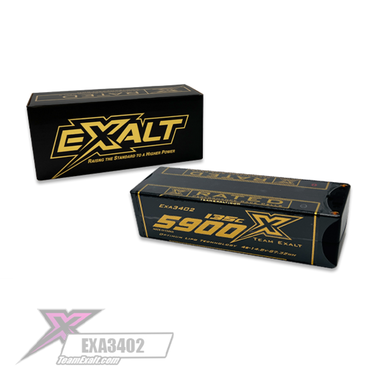 Exalt X-Rated 4S 135C LCG Stick Hardcase Lipo Battery (14.8V/5900mAh)w/5mm Bullet Connectors (EXA3402)