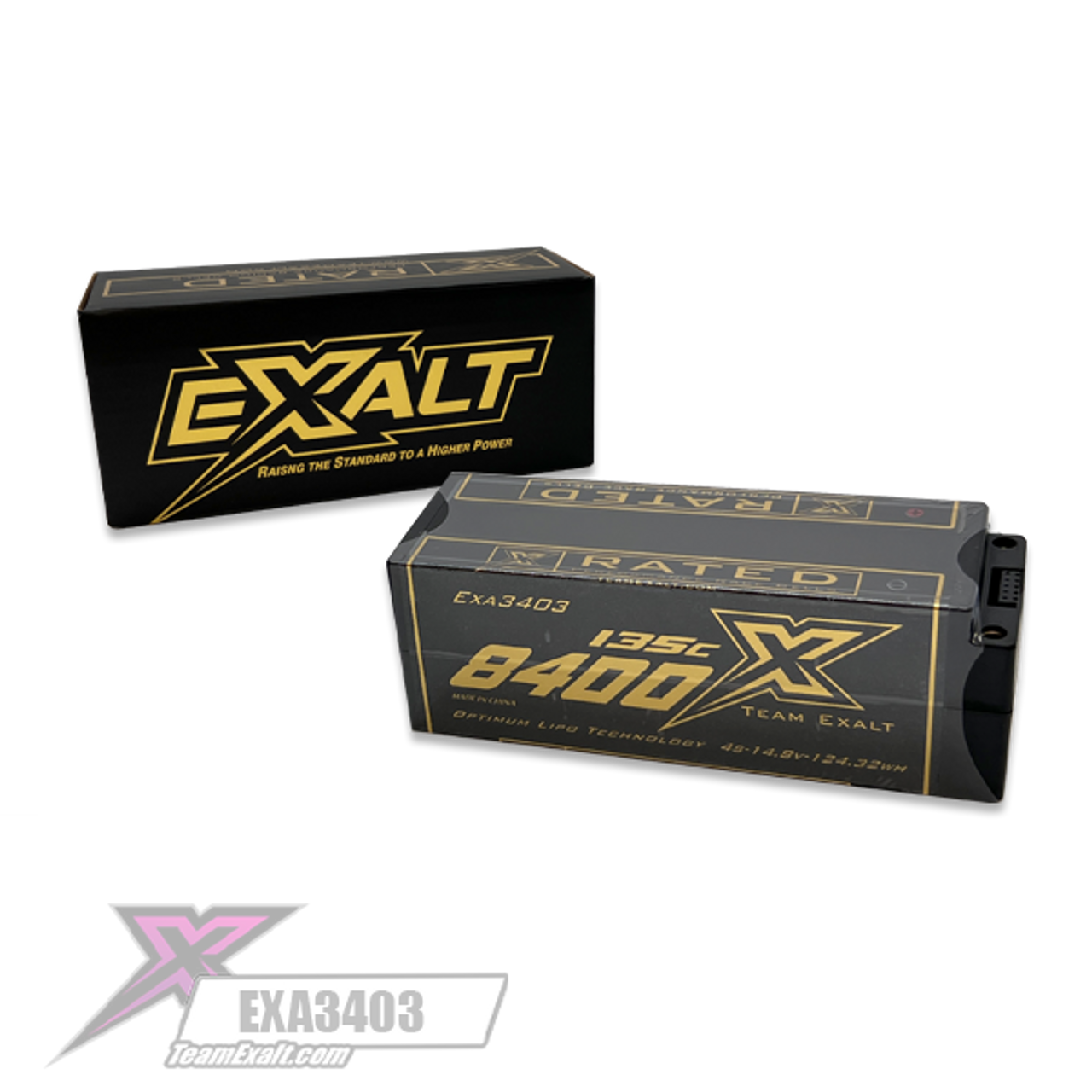 Exalt X-Rated 4S 135C Stick Hardcase Lipo Battery (14.8V/8400mAh)w/5mm Bullet Connectors (EXA3403)