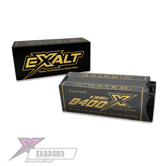 Exalt X-Rated 4S 135C Stick Hardcase Lipo Battery (14.8V/8400mAh)w/5mm Bullet Connectors (EXA3403)