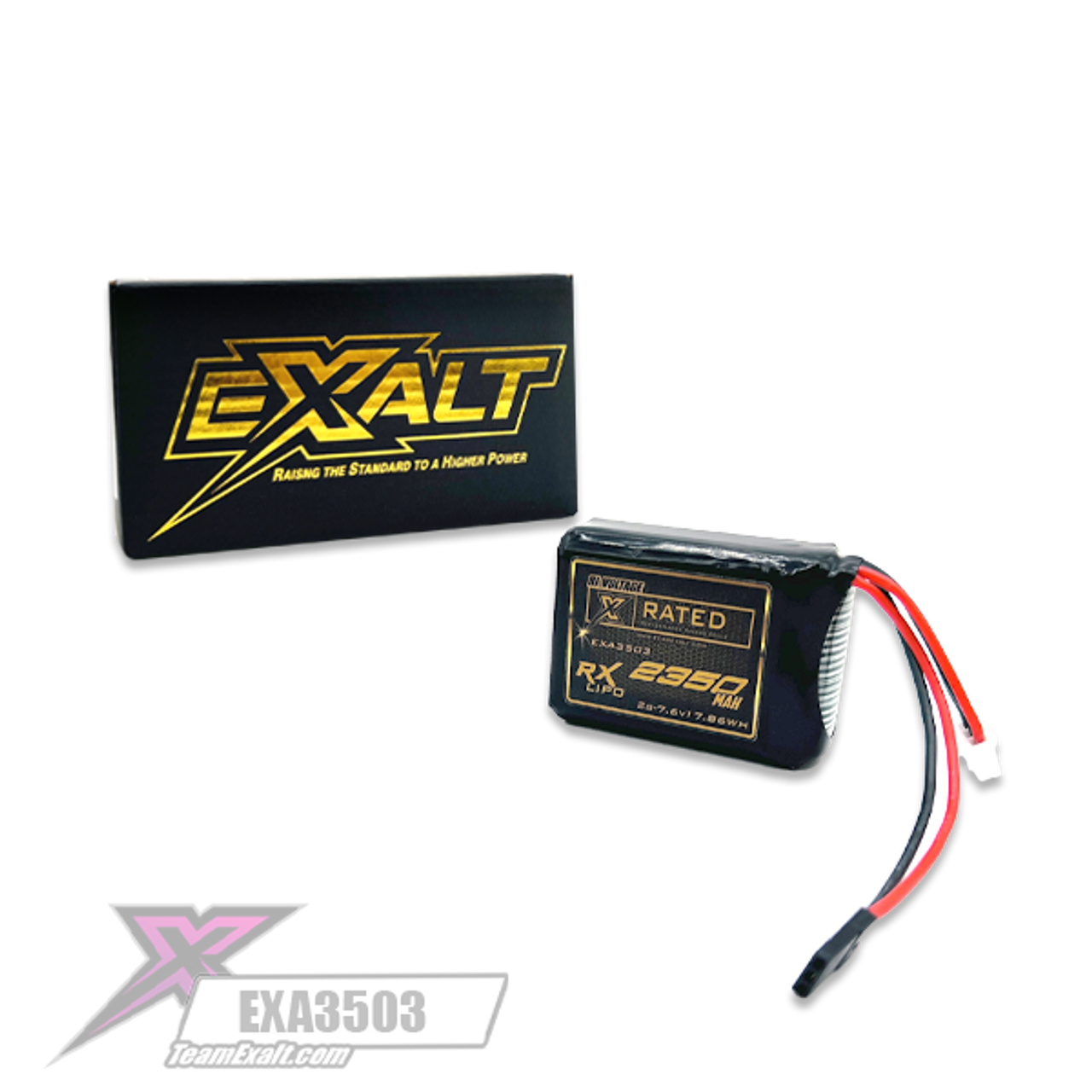 Exalt X-Rated 2S Lipo Hump Receiver Battery (7.6V/2350mAh) w/Futaba Connector (EXA3503)