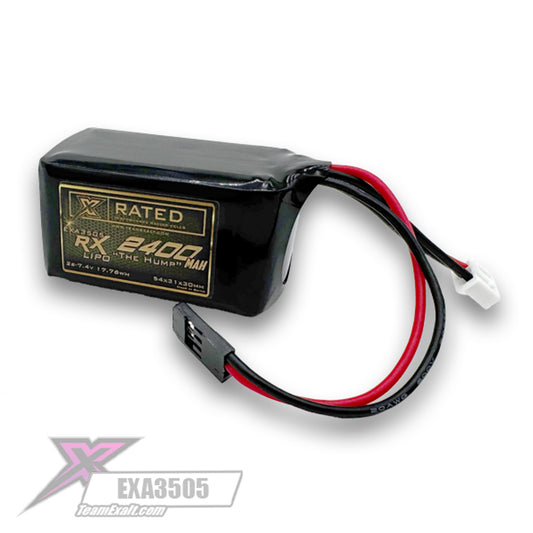Exalt X-Rated 2S Lipo Hump Receiver Battery(Kyosho/Tekno) (7.4V/2400mAh) w/Futaba Connector