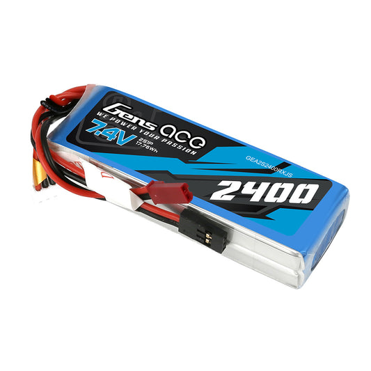 Gens Ace 2400mAh 2S 7.4V RX Lipo Battery Pack With JST-SYP Plug