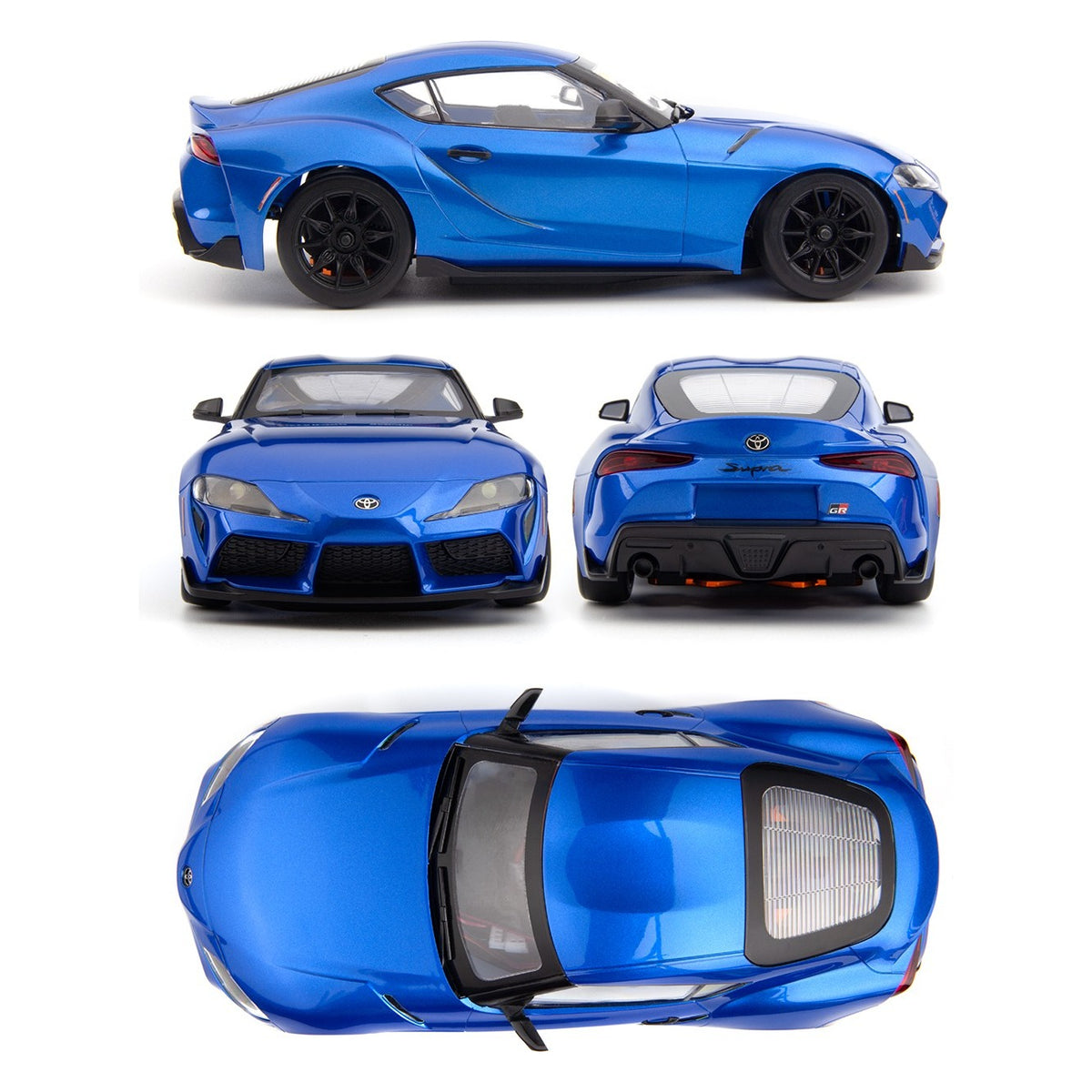 HPI Stage-D24 2024 Toyota GR Supra Metallic Dawn Blue hardbody from four angles
