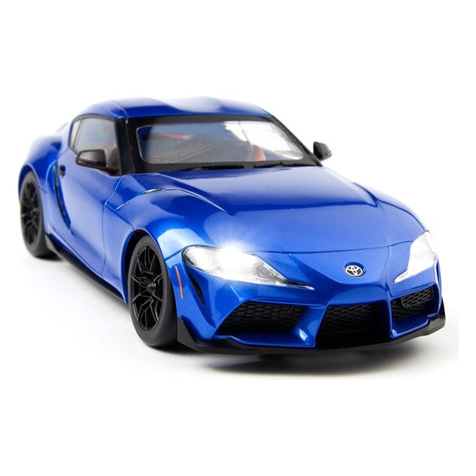 HPI Stage-D24 2024 Toyota GR Supra in Metallic Dawn Blue with LED headlights on