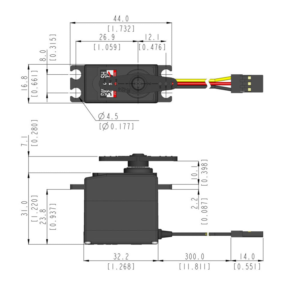 HS-225MG 31g Cored Metal Gear 24T Analog Mini Servo