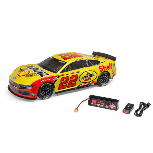 Losi Nascar - Joey Logano No. 22 2025 Shell-Pennzoil Ford Mustang 2S AWD RTR Brushed On-Road (Battery & Charger Included), Yellow